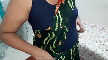 Seductive Desi Bhabhi In A Dark Green Saree, Exuding Raw Indian Heat