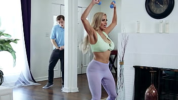 Sneaking A Peek At My Curvy Latina Stepmom’s Sweaty Workout Session, Her Thick Body Bouncing And Jiggling With Every Move.