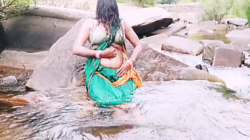 Wet Village Aunty Moans Under The Waterfall, Whispering Filthy Telugu Secrets.