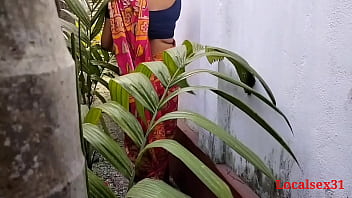 A Bengali Housewife In A Sheer Saree Gets Filthy And Fucked In The Garden During Cleaning Time.