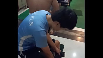 Bare Asian Stud Flexes His Hard Body At A Phnom Penh Gym
