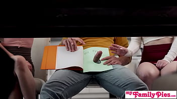 Step Mom Commands You To Sit Your Ass Down With That Tiny Pecker And Wait Until She And Her Friend Finish Devouring Their Sweet Dessert.