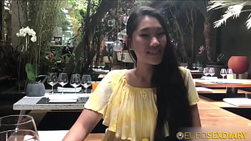 Slim And Sizzling Chinese Traveler Fucks A Random White Stranger Right In The Hotel Lobby